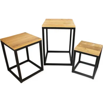 Vánoční dekorace Stůl sada 3ks dřevo/kov 51cm natural (790580)