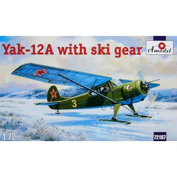Plastikový model A model 1/72 Yak-12A with ski gear