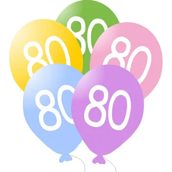 Party dekorace Balonky narozeniny 5ks s číslem 80 balonky.cz b80104