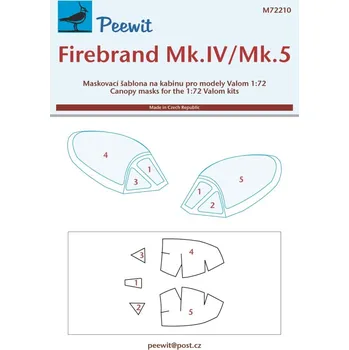 Plastikový model Peewit 1/72 Canopy mask Firebrand Mk.IV/Mk.5 (VALOM)