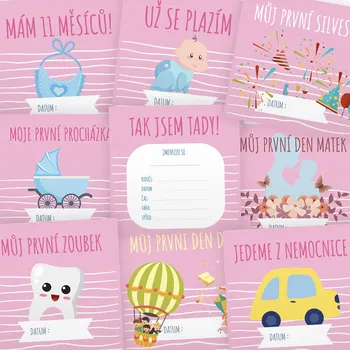 Milníkové kartičky pro holčičku - 28ks