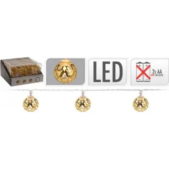 Vánoční dekorace osvětlení vánoční 0,9m 10LED teplá BÍ, KULIČKA 28mm ZLA