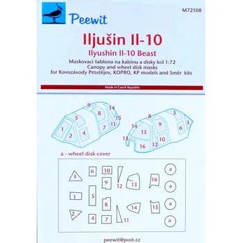 Plastikový model Peewit 1/72 Canopy mask Ilyushin IL-10 (KP)