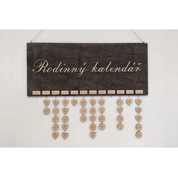 Kalendář MAJADESIGN Nástěnný kalendář narozenin dřevěný - s podkladní deskou 80x35cm EBEN