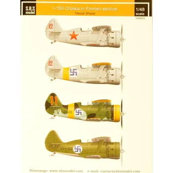 Plastikový model S.B.S model 1/48 Decal I-153 Chaika Finnish Airforce Vol.I