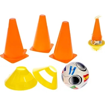 Doplněk pro dětské hřiště Mikro Trading Fotbalové kužely 4 ks + mety 4 ks s míčem