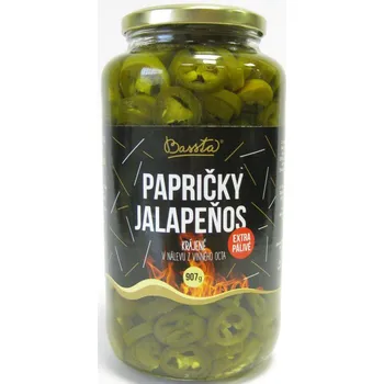 konzervovaná zelenina Bassta Papričky Jalapeňos krájené extra pálivé 907 g