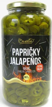 konzervovaná zelenina Bassta Papričky Jalapeňos krájené extra pálivé 907 g