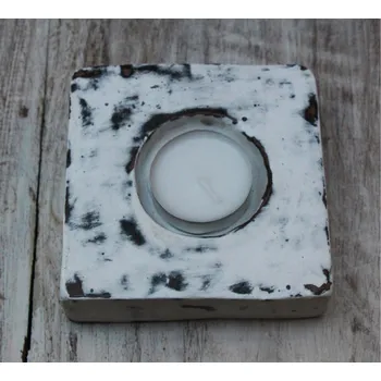 Svícen Stojánek - svícen na svíčky plochý bílý 10x10cm