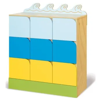 Dětská skříň Skříň s přihrádkami (vlny, MOŘE)