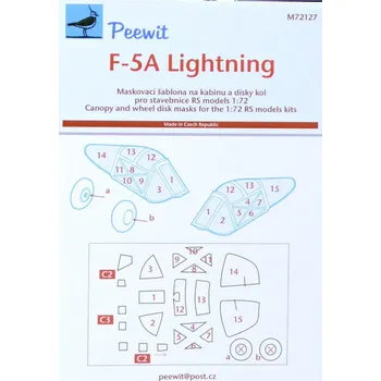 Plastikový model Peewit 1/72 Canopy mask F-5A Lightning (RS MOD.)