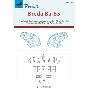 Plastikový model Peewit 1/72 Canopy mask Breda Ba-65 (AZMOD)