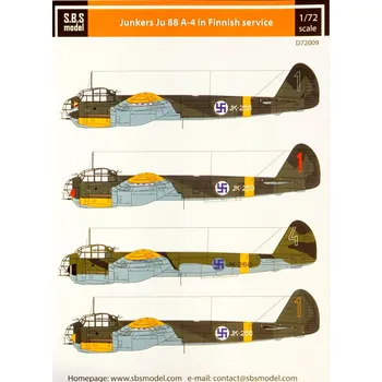 Plastikový model S.B.S model 1/72 Decal Junkers Ju 88 A-4 in Finnish service