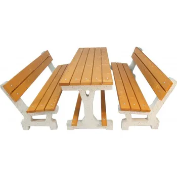 Zahradní lavice Betonový venkovní set BALE 150 cm Mahagon