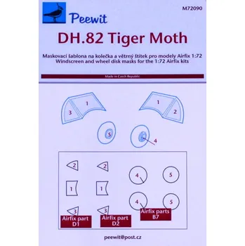 Plastikový model Peewit 1/72 Canopy mask DH.82 Tiger Moth (AIRFIX)