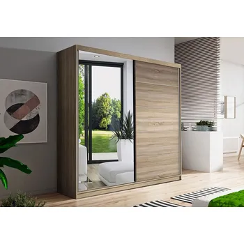 Šatní skříň Šatní skříň Bono bis 05 Barva korpusu: Dub - sonoma, Dveře: Dub sonoma + zrcadlo