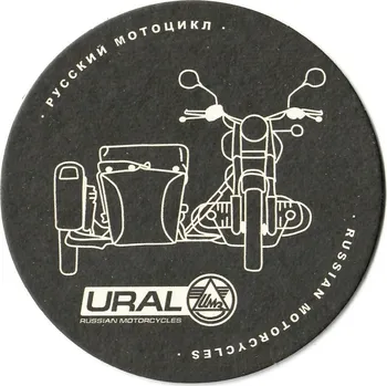 Pivní tácek Ural (černý s bílým potiskem)
