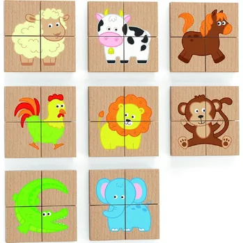 puzzle pro nejmenší VIGA Dřevěné magnetické puzzle zvířátka 32 dílků