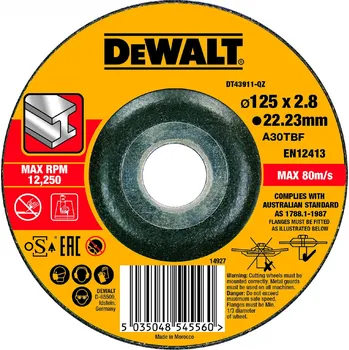 Řezný kotouč Řezný kotouč na kov vypouklý 125x3,0x22,2 DeWALT DT43911