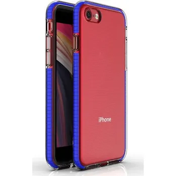 Pouzdro na mobilní telefon Transparentní kryt s barevným rámem z měkkého plastu pro iPhone SE (2020/2022) - modrý