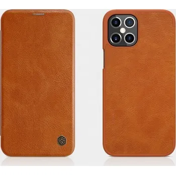 Nillkin Qin peněženkové pouzdro z PU kůže pro iPhone 12 Pro Max - hnědé
