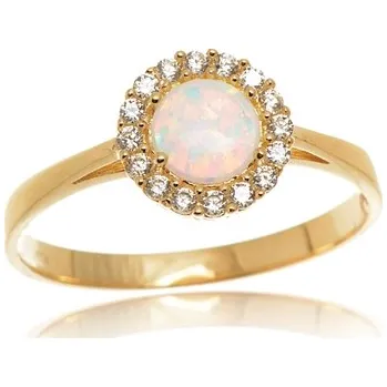Prsten Dámský opálový prsten ze žlutého zlata PR0361F + DÁREK ZDARMA
