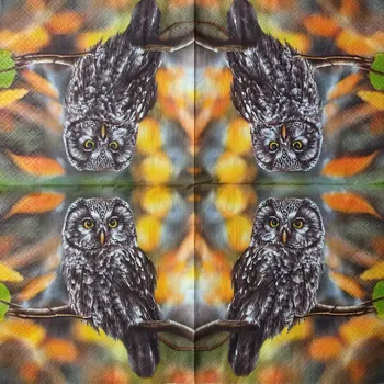 Papírový ubrousek Ubrousek na decoupage - sova - 33x33cm/1ks
