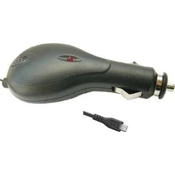 Samonavíjecí nabíječka do auta s MicroUSB konektorem 500 mA černá