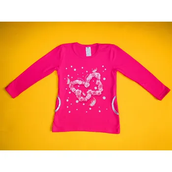 Dívčí tričko Arex, ČR Dívčí tričko - tunika dlouhý rukáv Květinový motýl 1 - vel. 116 Barva: růžová, Velikost: 116