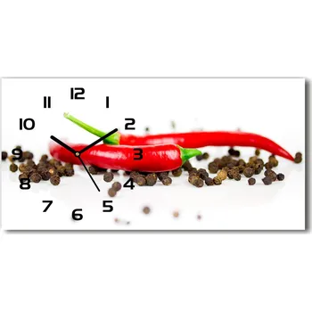 Hodiny Skleněné hodiny na stěnu Chilli a pepř