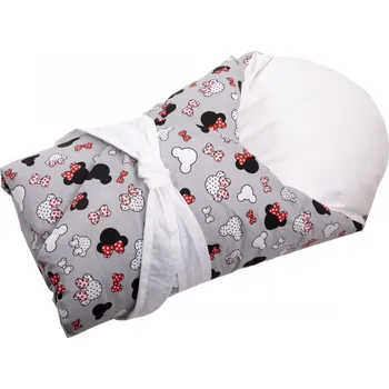 Zavinovačka JAN peří Péřová zavinovačka "Dráček" 80x80 cm šedá Minnie červená mašle - Péřová zavinovačka "Dráček" 80x80 cm šedá Minnie červená mašle vnitřek + potah