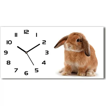 Hodiny Moderní skleněné hodiny na stěnu Červený králík