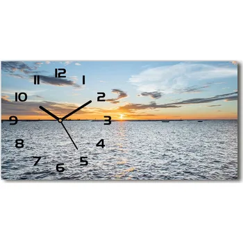 Hodiny Skleněné hodiny na stěnu Západ slunce nad mořem