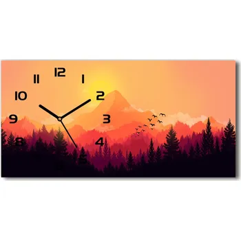Hodiny Skleněné hodiny na stěnu tiché Horské panorama