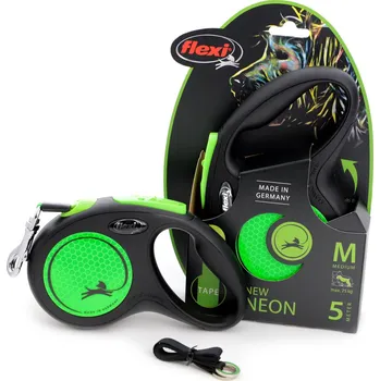 Vodítko pro psa FLEXI vodítko NEON GREEN, Zelené, Velikost: M