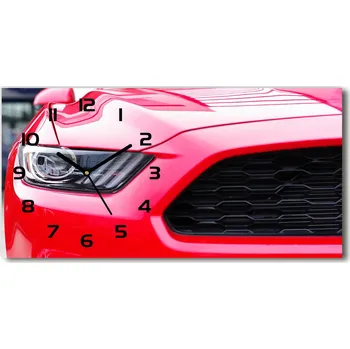 Hodiny Skleněné hodiny na stěnu Červený Mustang