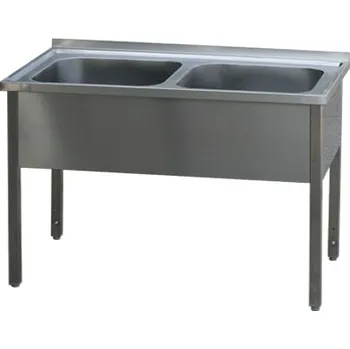 Nerezový dřez Stůl mycí dvoudřez MSD 140x60x90 REDFOX