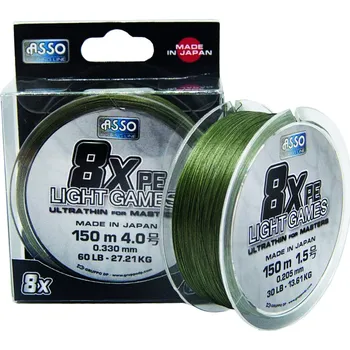 ASSO - Šňůra PE 8X Light Games 150m - 0,235mm GREEN