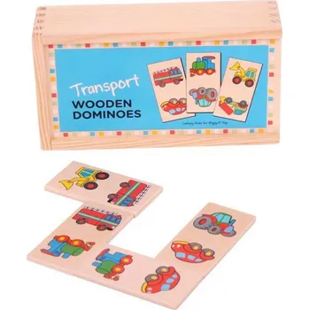 Domino Bigjigs Toys Dřevěné domino dopravní prostředky