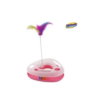 Hračka pro kočku Hilton interaktivní hračka pro kočku 23 x 24 x 6 cm s míčkem a pružinou růžová