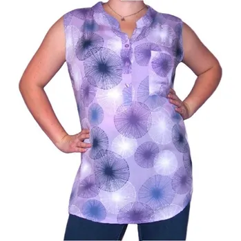 Dámská halenka Košilová halenka bez rukávů Barva: Fialová, Velikost: L/XL