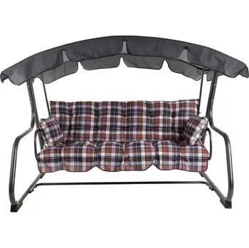 Zahradní houpačka Velká venkovní zahradní houpačka kovová, rozkládací na lůžko, vč. stříšky a polstrů