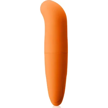 Vibrátor JEMNĚ ZAHNUTÝ ORANŽOVÝ MINI MASAŽÉR G-SPOT - DGE O016P