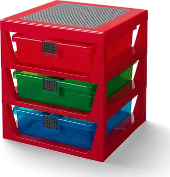 LEGO Organizér se třemi zásuvkami červený