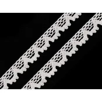 Krajka Bavlněná krajka paličkovaná šíře 14 mm, barva 1 bílá