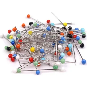 Špendlíky se skleněnou hlavičkou délka 32 mm, barva 1 nikl