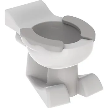 Klozet Geberit Bambini stojící dětský klozet 50 cm, hluboké splachování, design lvích tlap, s potahy sedátka achátová šedá, bílá (212015000)