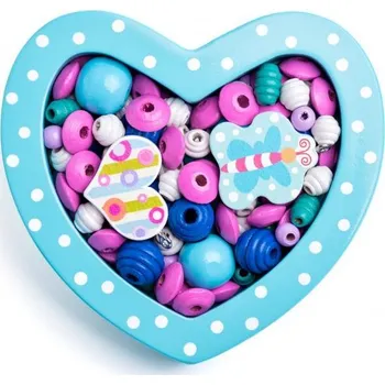 Woody Navlékací korálky malé srdíčko, tyrkysové