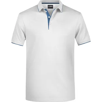Pánské tričko JAMES & NICHOLSON Polokošile MATTEO MAN 240g, různé barvy Velikost XXL white/navy