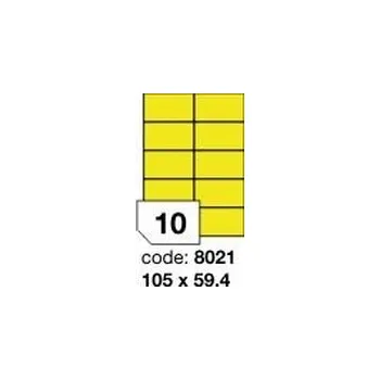 Samolepící etiketa Žluté fluo etikety Rayfilm R0131.8021F, 105x59,4 mm, 1.000 listů A4, 10000 etiket